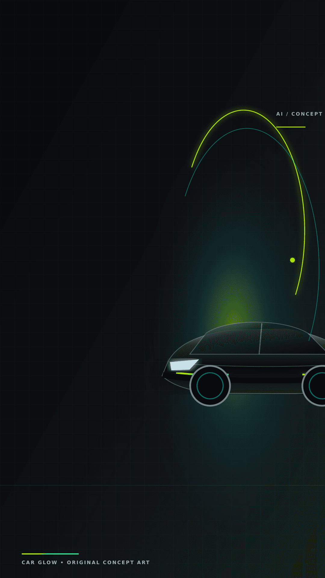 Conceptual CarGlow illustration of a car appearance analysis interface; not an actual customer result